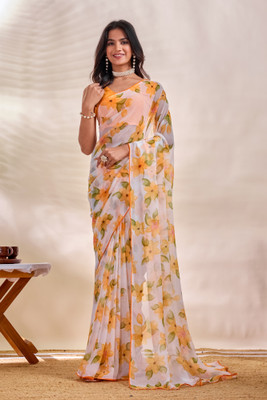 MANVIKA FASHION Floral Print Daily Wear Chiffon Saree(Multicolor)