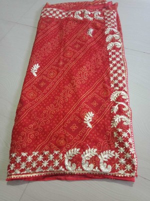 SUMAN CREATION Printed Bandhani Georgette Saree(Red)