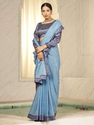 ANOUK Woven Daily Wear Pure Silk Saree(Blue)