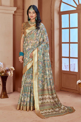 Rachna Printed Daily Wear Linen Saree(Multicolor)