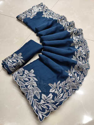 Sareez House Embroidered Bollywood Georgette Saree(Multicolor)