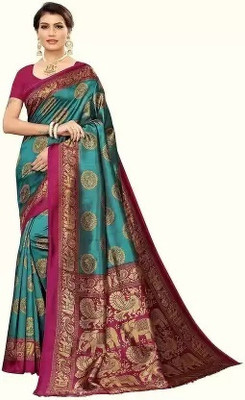 RUNAYA NX Printed Daily Wear Art Silk Saree(Dark Green)