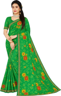 Nitz Collection Solid/Plain Daily Wear Georgette Saree(Light Green)
