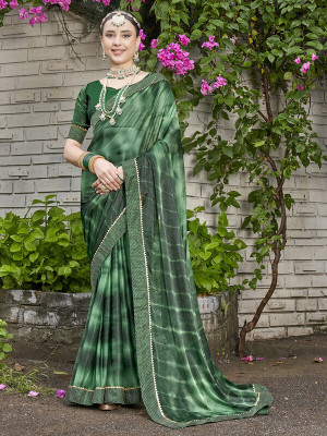 Divastri Solid/Plain Bollywood Chiffon Saree(Green)