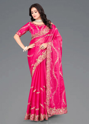 Mortile Designer Studio Woven Kanjivaram Silk Blend Saree(Pink)
