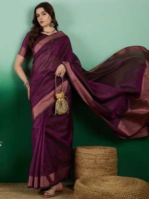 manvaa Embellished Bollywood Organza Saree(Purple)