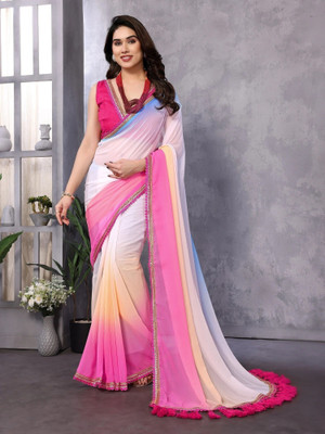 RAJESHWAR FASHION Ombre Daily Wear Georgette Saree(Multicolor)