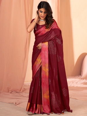Sareemall Embellished Bollywood Pure Silk Saree(Maroon)