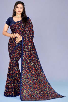 Leelavati Printed Daily Wear Georgette Saree(Dark Blue)