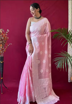 YESHA CREATION Woven Kanjivaram Pure Silk Saree(Pink)