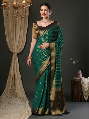 ANOUK Printed Kanjivaram Georgette Saree(Green)