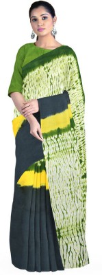 AARTI FASHION Printed, Blocked Printed, Floral Print Ikkat Pure Cotton Saree(Green)