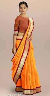 S S CREATION Self Design Paithani Pure Silk Saree(Yellow)