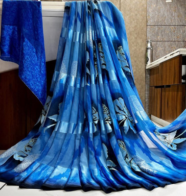 Heyinz Clothing Embroidered Bollywood Net Saree(Blue)