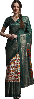 Divastri Woven Madurai Silk Blend Saree(Green)