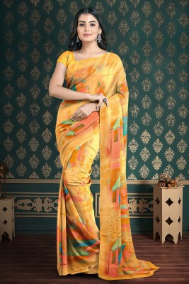 Kalamandir Printed Bollywood Georgette Saree(Mustard)