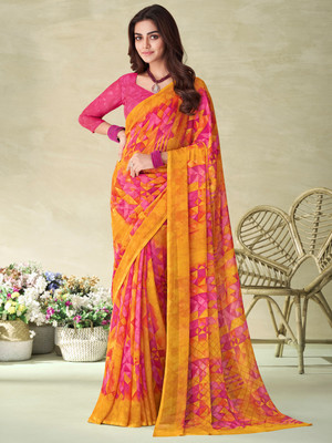 Divastri Printed Daily Wear Chiffon Saree(Pink)