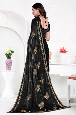LADY MOR Embroidered Bollywood Jimmy choo Saree(Black)