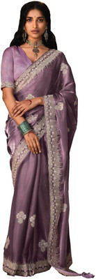 Rukmini by Rajendra Dyed Bollywood Polyester Saree(Purple)