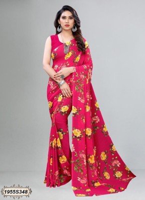 Ratan creation Printed Daily Wear Georgette Saree(Pink)