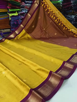 Shruti Bandhani Woven Paithani Cotton Silk Saree(Yellow)
