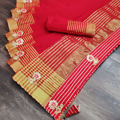 Kanooda Prints Self Design Kota Doria Net Saree(Multicolor)