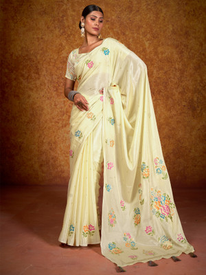 ANOUK Printed Daily Wear Chiffon Saree(Beige)