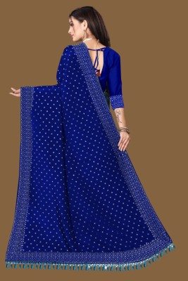 rudraCreation Woven, Self Design Daily Wear Cotton Silk, Chanderi Saree(Blue)
