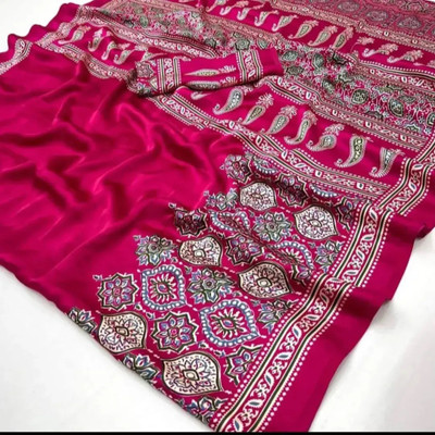 Pionex Woven Ikkat Pure Silk Saree(Pink)