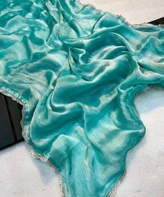 Shoponbit Self Design Bollywood Silk Blend Saree(Light Blue)