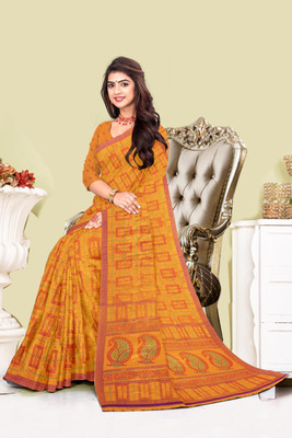 AVM SILK MILLS Printed Daily Wear Crepe Saree(Multicolor)