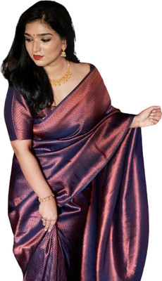 Akhilam Woven Banarasi Silk Blend Saree(Blue)