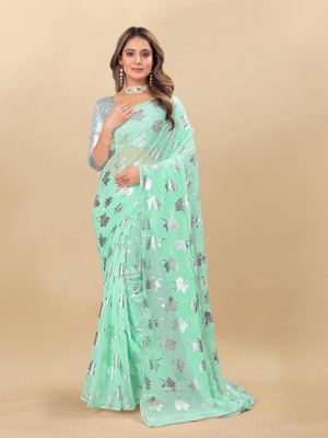 Aardiva Printed Bollywood Georgette Saree(Green)