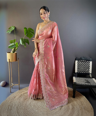 Sareemall Embellished Bollywood Organza Saree(Pink)