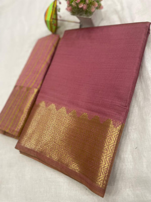 VAKHARIYAFAB Woven, Self Design Kanjivaram Art Silk, Cotton Silk Saree(Magenta)