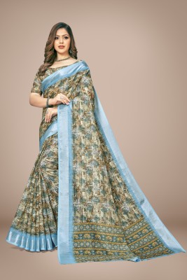 VLS Prints Printed Bollywood Linen Saree(Multicolor)