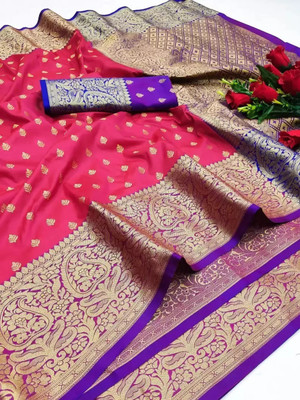 YAGNAM FAB Self Design Dharmavaram Jacquard Saree(Pink)