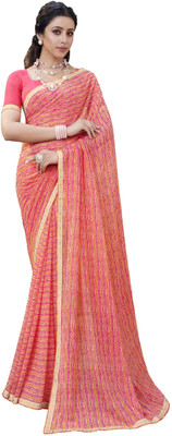 Rukmini by Rajendra Printed Daily Wear Polyester Saree(Pink)