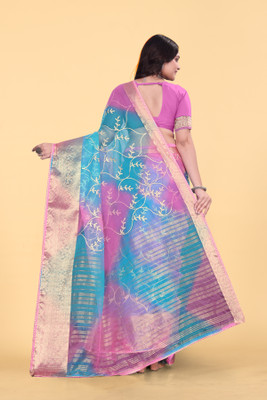 Aarunika MNT Solid/Plain Bollywood Organza Saree(Pink)