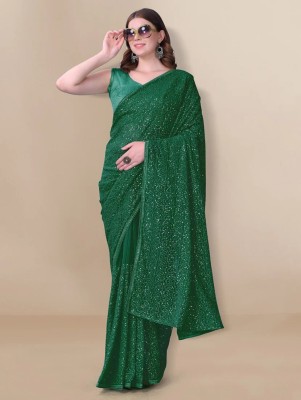 FAMOUS ZONE Embroidered Daily Wear Georgette Saree(Green)