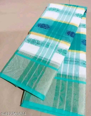 Sthaker Self Design Tant Pure Cotton Saree(Green)