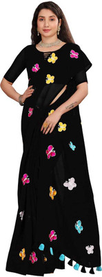 RAGISHA ENTERPRISE Embroidered Daily Wear Georgette Saree(Black)