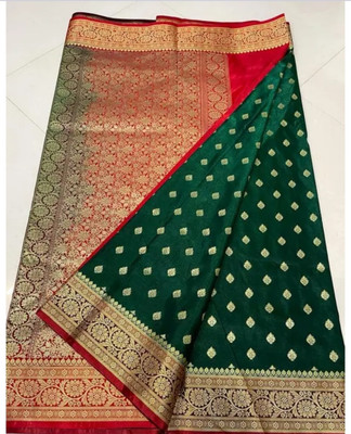 KIRAN SILK Embroidered Banarasi Satin Saree(Green)