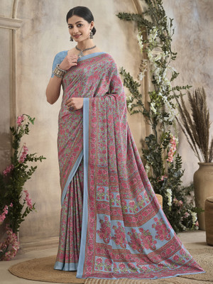 Divastri Printed Daily Wear Crepe Saree(Grey)