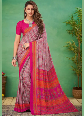 REBOOT FASHIONS Floral Print Bollywood Crepe Saree(Multicolor)