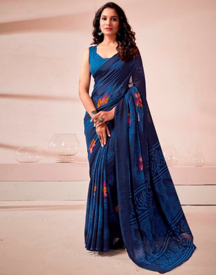 shiv textiles Printed Bollywood Georgette Saree(Blue)