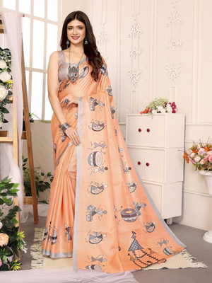 Divastri Printed Bollywood Art Silk Saree(Orange)