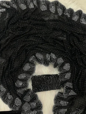 Rj Febric Embroidered Bollywood Jimmy choo Saree(Black)