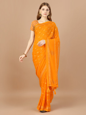 Tasrika Geometric Print Bollywood Georgette Saree(Yellow)