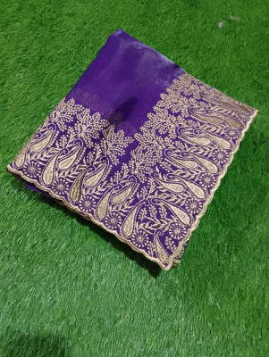 RUPAL CREATION Embroidered Handloom Silk Blend Saree(Purple)